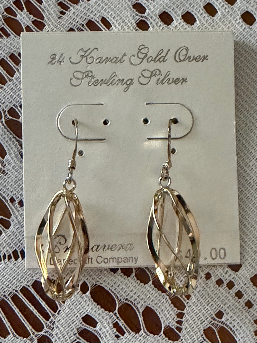 Kohl's 24 Karat Sterling Silver Gold-Tone Interwoven Oval Dangle Earrings